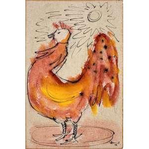 <strong>DAREL VALENÇA LINS - Galo</strong><br><br>aquarela e nanquim s/ papel, ass. e dat. 1952 inf. dir.<br>25 x 16 cm