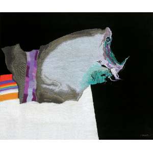 <strong>MABE, Manabu - Sem Título</strong><br><br>tapeçaria em fio de algodão tingido, ass. inf. dir. - (c. 1980)<br>196 x 234 cm