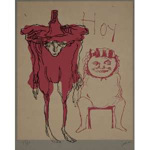 <strong>CUEVAS, José Luis - Hoy</strong><br><br>litografia em cores impressa s/ papel, ass. inf. dir. e n. 49/50 inf. esq. - catalogado sob o n. BR 1231 da Galeria Bonino<br>MI 39 x 31 cm / ME 52,5 x 36 cm