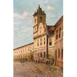 <strong>JAYME HORA - Igreja do Carmo – Bahia</strong><br><br>óleo s/ tela, ass. inf. esq., ass., dat. 1976 e sit. no verso<br>41 x 27 cm