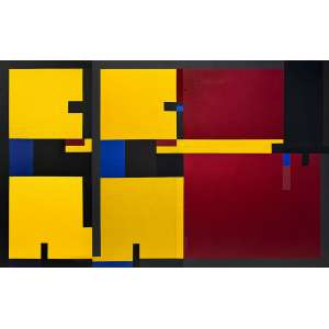 <strong>ANTÔNIO MANUEL de Oliveira - “Usina” / “Usina” II (Díptico)</strong><br><br>acrílica s/ tela, ass., dat. 1995 e tit. nos versos<br>140 x 222 cm (os dois) - parte 1: 140 x 62 cm - parte 2: 140 x 160 cm