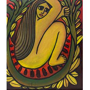 <strong>FLÁVIO TAVARES - Mulher e Mandacaru</strong><br><br>óleo s/ tela, ass. e dat. 1969 inf. dir.<br>81 x 65,5 cm