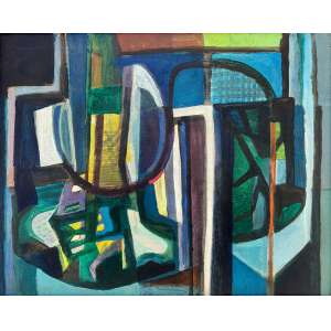 <strong>BURLE MARX, Roberto - Sem Título</strong><br><br>óleo s/ tela, ass. e com declaração assinada do artista Pintei este quadro em 1974” no verso - Procedência: Coleção Jorge Hue <br> 73,5 x 92 cm
