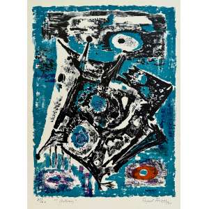 <strong>RAQUEL FORNER - Astroser</strong><br><br>litografia em cores impressa s/ papel, ass., dat. 1960 inf. dir., tit. e n. 25/60 inf. esq. - catalogado sob o n. BR 581 da Galeria Bonino <br> MI 46,5 x 35 cm / ME 56,5 x 40,7 cm