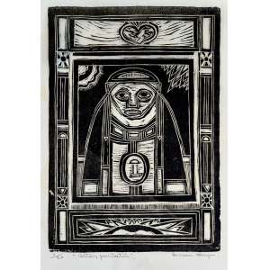 <strong>GERSON DE SOUZA - Altar Portátil</strong><br><br>xilogravura impressa s/ papel, ass. inf. dir., n. 1/50 inf. esq. e tit. centro inf. - catalogada sob o n. BR 9758 da Galeria Bonino <br> 40 x 31 cm