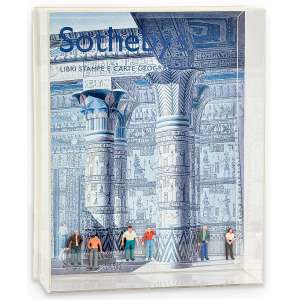 <strong>NELSON LEIRNER - Da série Sotheby’s</strong><br><br>assemblage (catálogo original da caixa de leilão Sotheby’s com inserção de pequenas figuras humanas em miniatura), ass. e dat. 1999+5 (2004) na parte inf. esq. <br> 28 x 10,5 x 22 cm