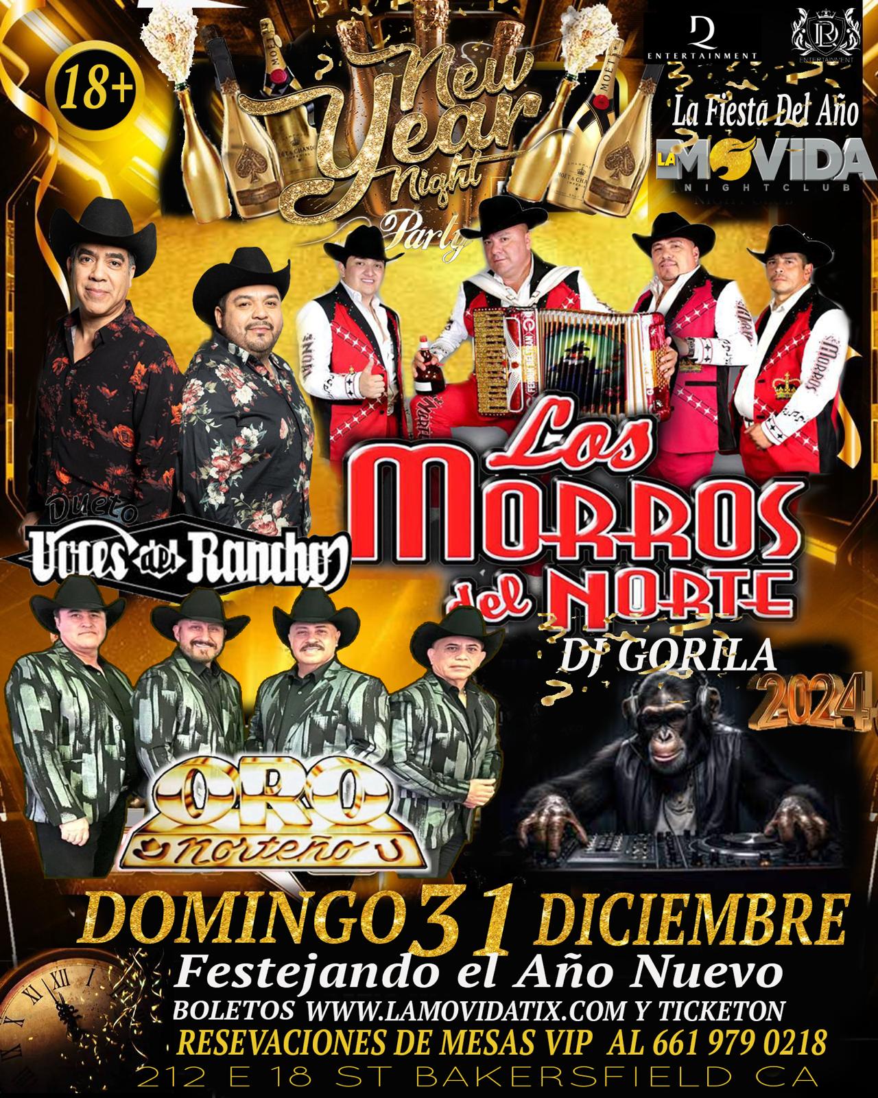 Entradas para New Year Night Party-Voces del Rancho-Los Morros del  Norte-Oro Norteno - LaMovidatix