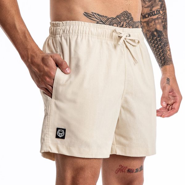 Short Masculino Forthem Linho Básico Areia
