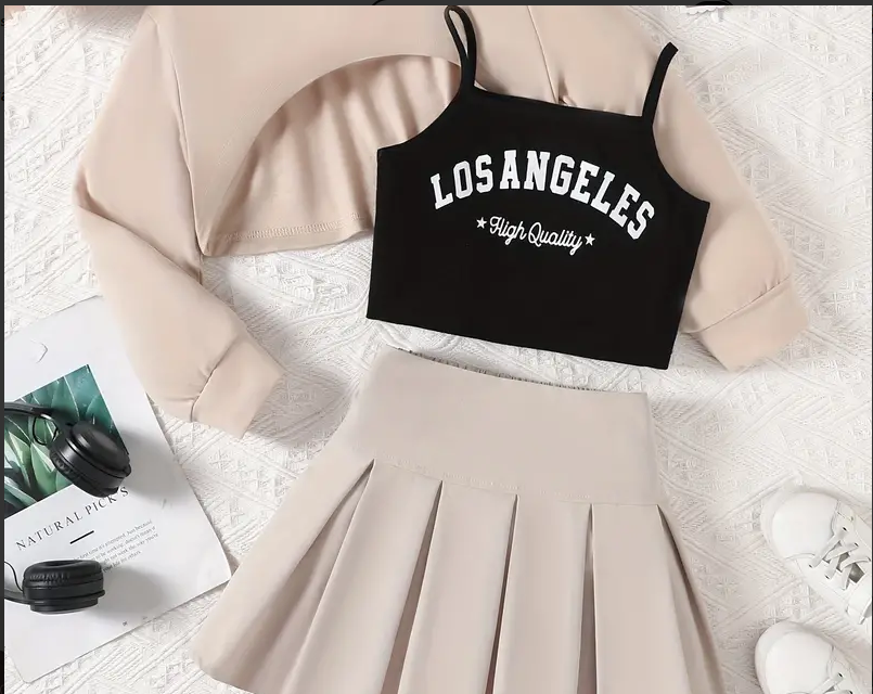 Conjunto de 3 peças para primavera/outono para meninas