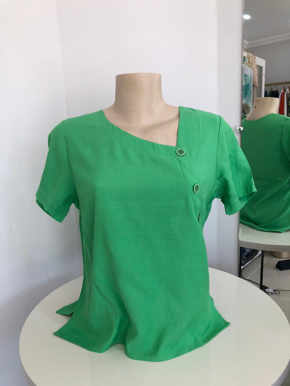 BLUSA VISCO LINHO VISTA DIAGONNAL C/BOTÃO