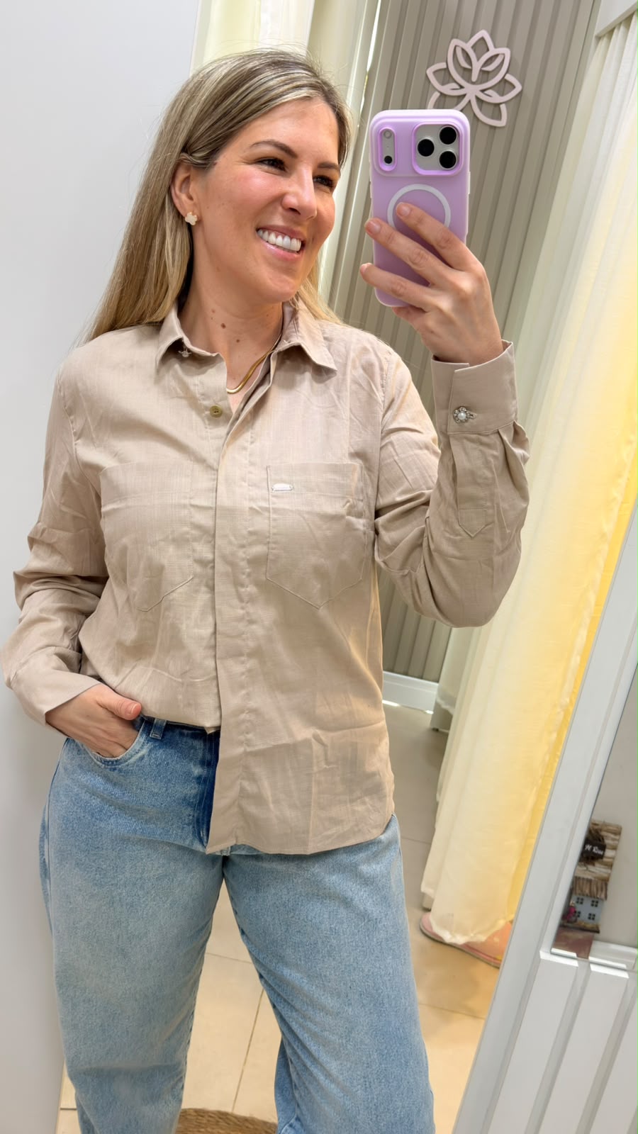 Camisa Oversized Bege Trich 370124