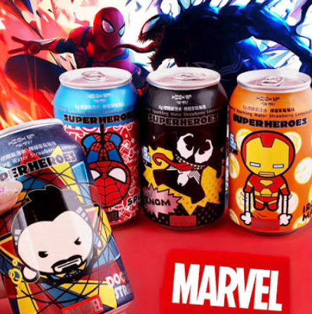 REFRIGERANTE SABOR LIMÃO E MORANGO MARVEL 330ML