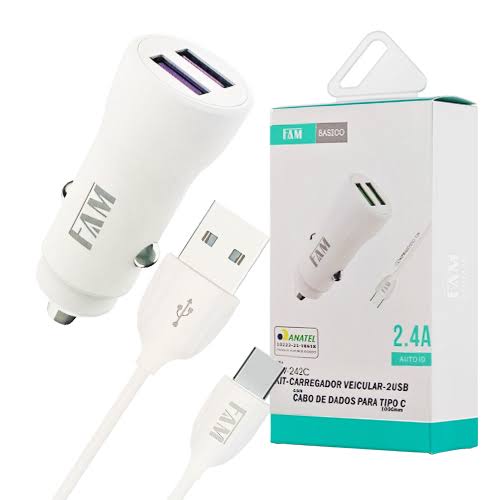 KIT CARREGADOR VEICULAR 2 USB