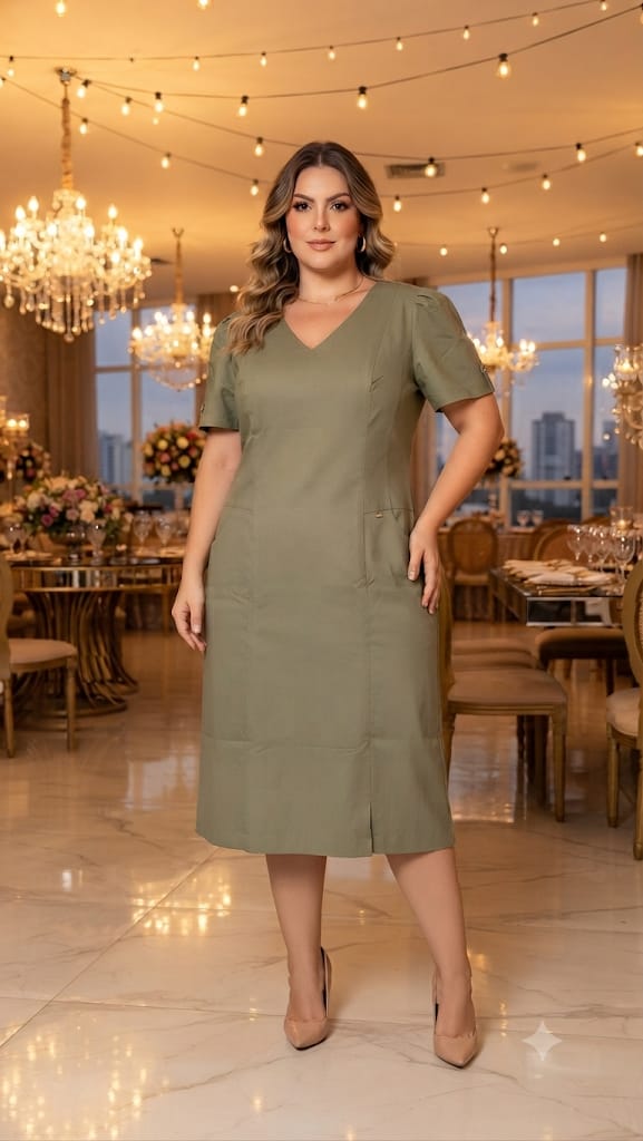 VESTIDO MAZARIN MIDI ALFAIATARIA PLUS