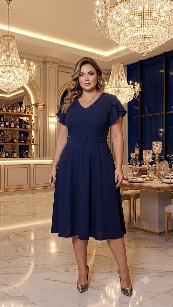 VESTIDO PERI MIDI MANGA PETALA EVASE