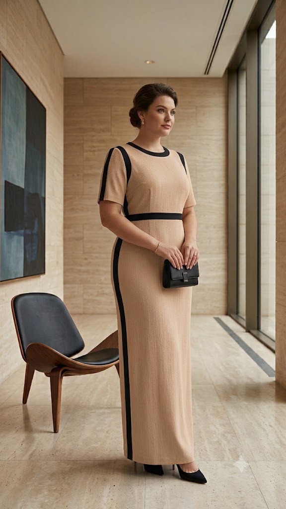 VESTIDO DONA CHARME LONGO BICOLOR PLUS