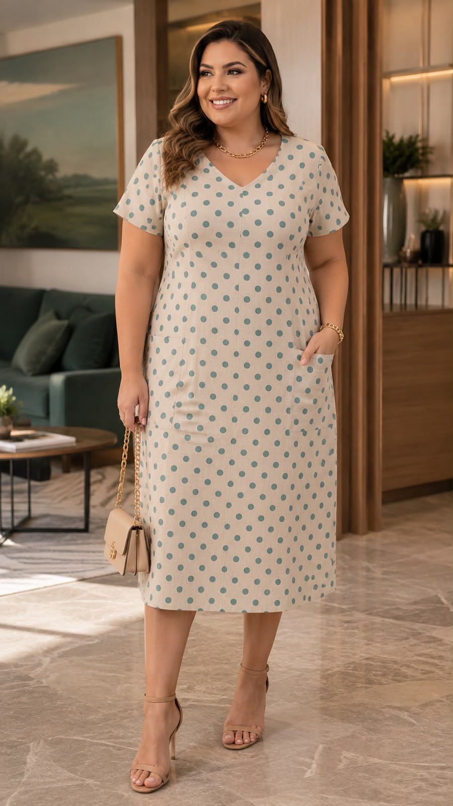 VESTIDO MAZARIN MIDI POA EM LINHO