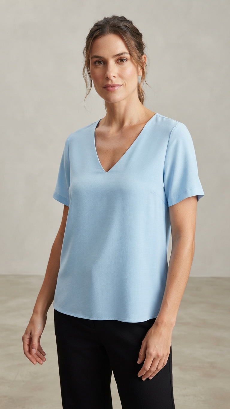 BLUSA LAMECH MG CURTA LISA DECOTE V
