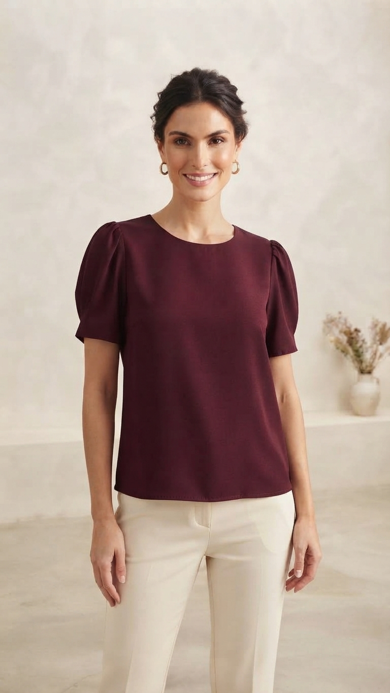 BLUSA LAMECH M/ CURTA COM PREGAS