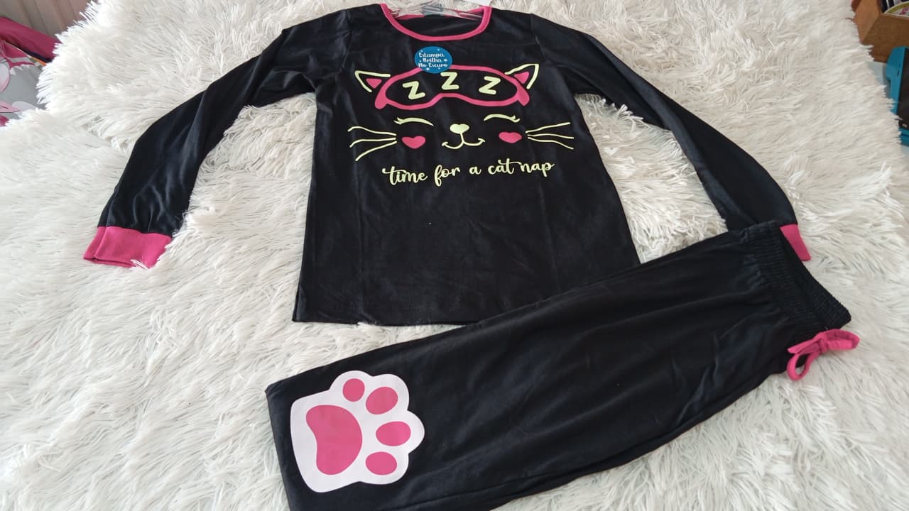 CONJUNTO PIJAMA CAT - TAM:10
