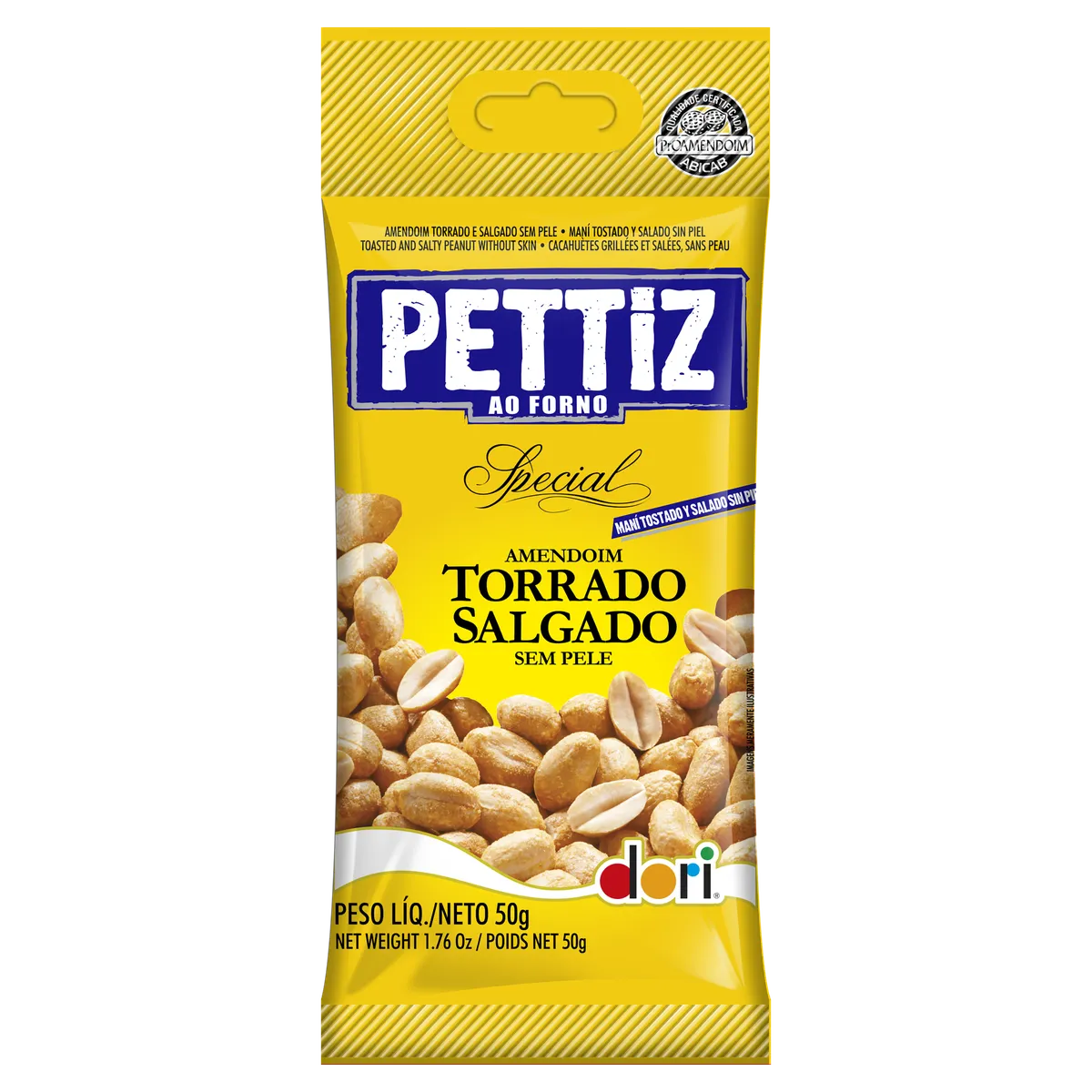 AMENDOIM TORRADO SALGADO SEM PELE DORI PETTIZ SPECIAL PACOTE 50G