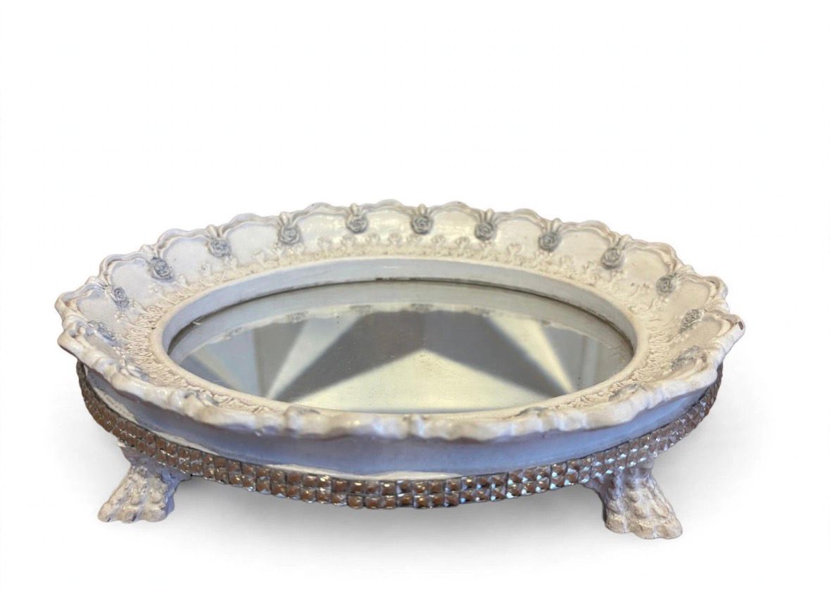 Bandeja Oval Decorativa com Gesso