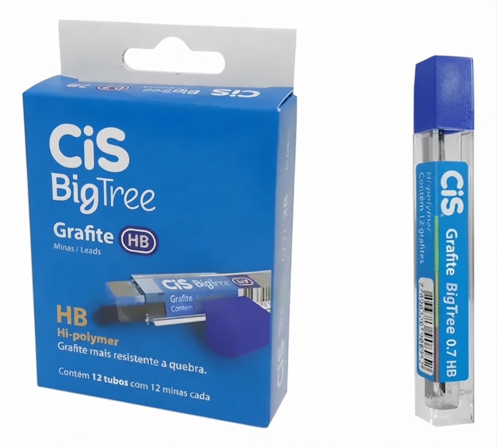 GRAFITE CIS BIGTREE 0,7 HB HI-POLYMER 12 TUBOS COM 12 MINAS CADA