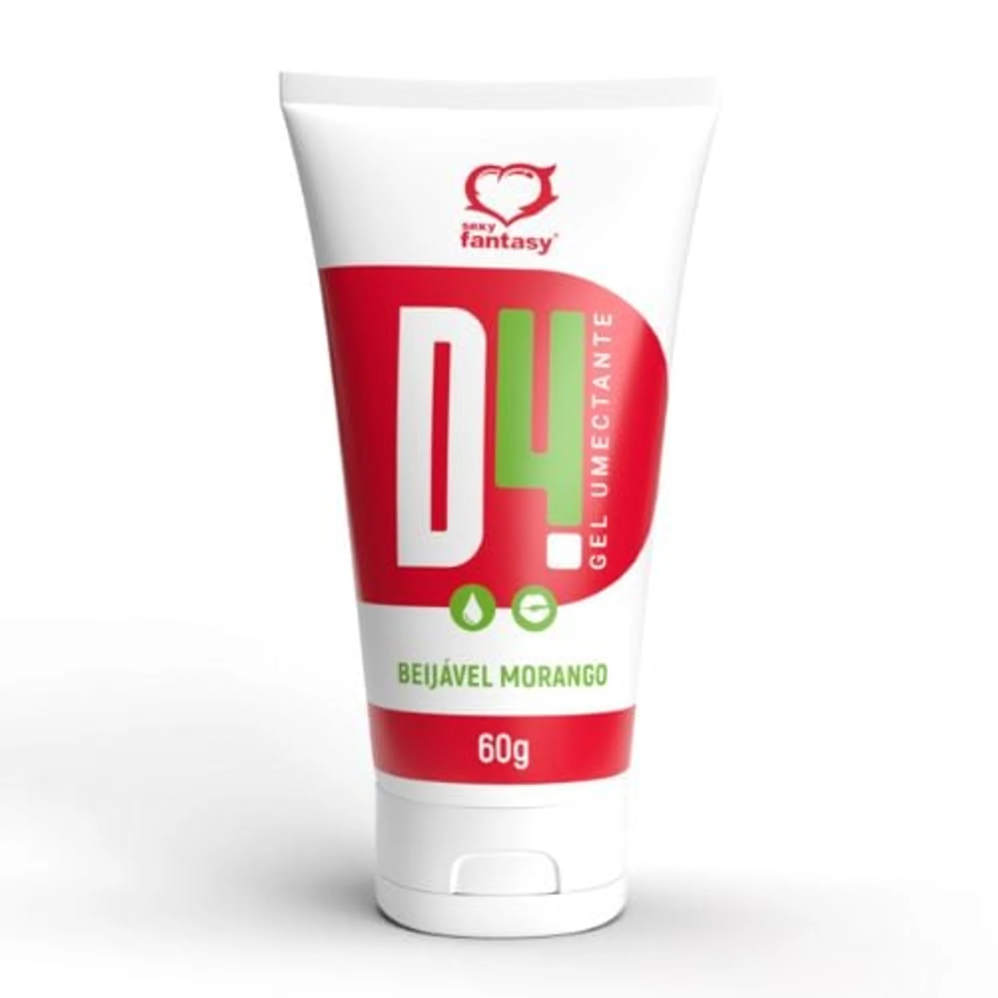 D4 GEL UMECTANTE LUBRIFICANTE BEIJAVEL 60G SEXY FANTASY MORANGO