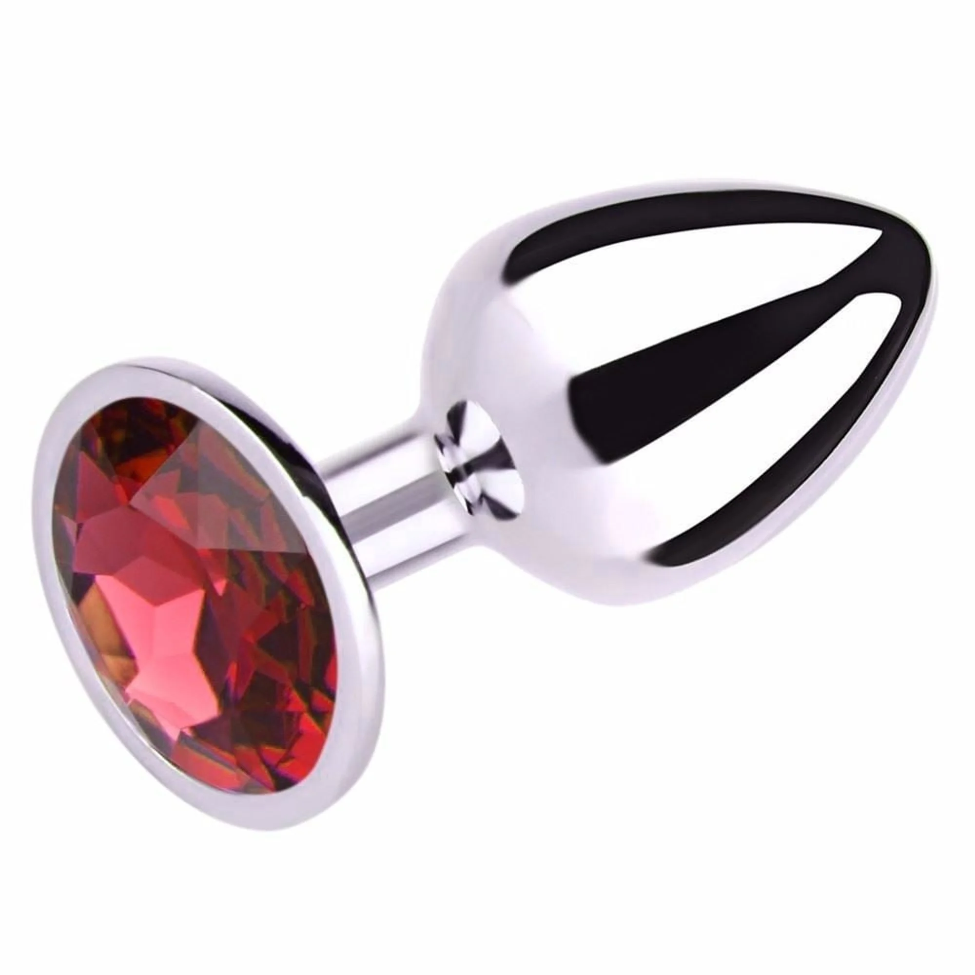 PLUG ANAL DE METAL COM PEDRA COLORS PEQUENO VERMELHO
