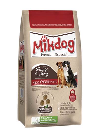 RACAO MIKDOG PREM ESP 3kg ADULTOS MED GR PORTE