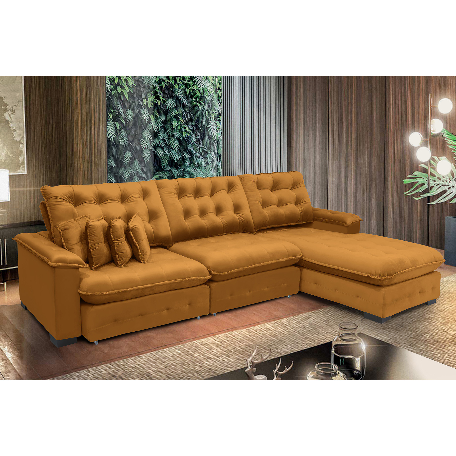 Sofá Berlin 3.85x2.10m com Chaise Super Pillow Top
