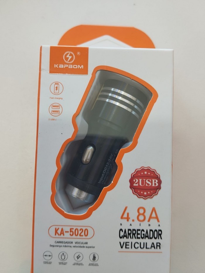 CARREGADOR VEICULAR KAPBOM 4.8A 02 USB KA-5020