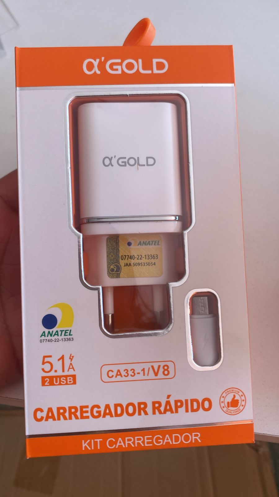 CARREGADOR V8 5.1A  AGOLD 2 USB CA33-1