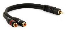 CABO 2RCA FEMEA 1 RCA MACHO PRETO DOURADO 5MM X25CM MXT COD.1096
