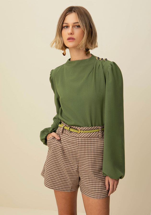 Blusa Gola Alta Manga Longa Verde