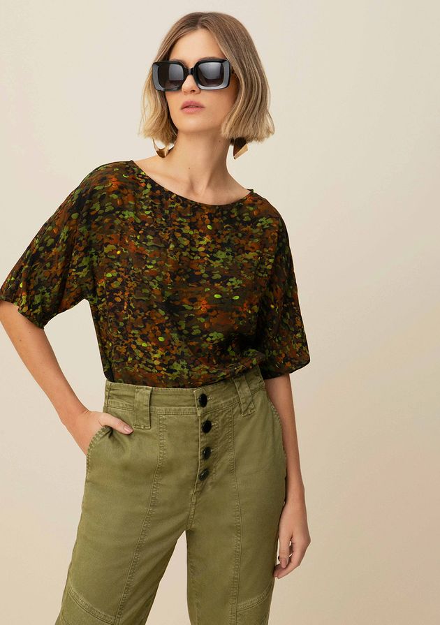 Blusa Manga Curta Decote Canoa