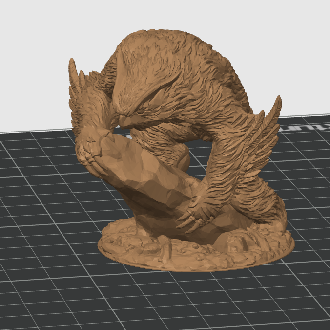 Miniatura de Owlbear na rocha - Modelo de D&D