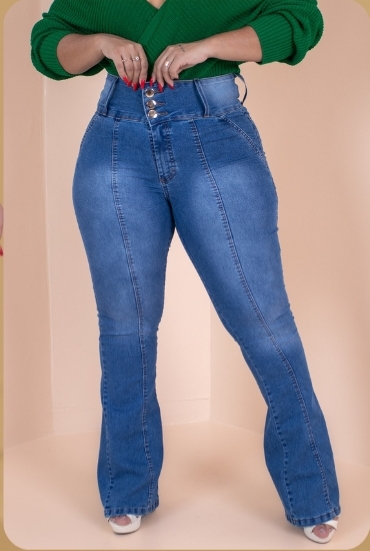 CALÇA FLARE CÓS LARGO ( COM/LYCRA) 