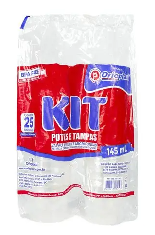 KIT POTES E TAMPAS 145ML C/25UN - ORLEPLAST