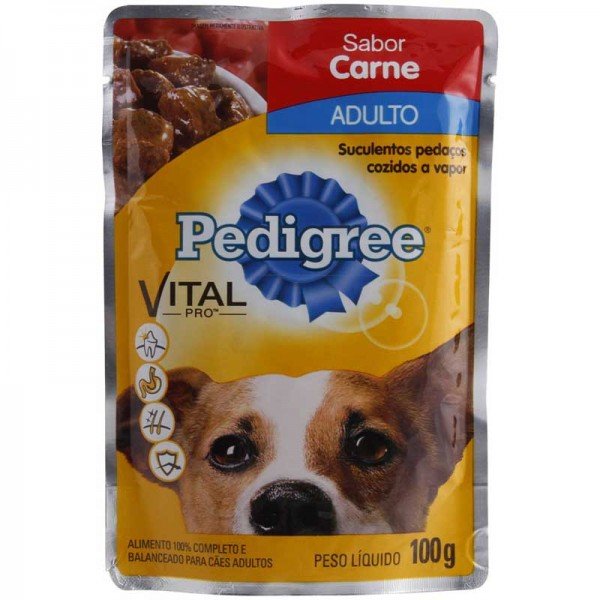 Sachê Ração Pedigree Sabor Carne Adulto Raças Pequenas 100G