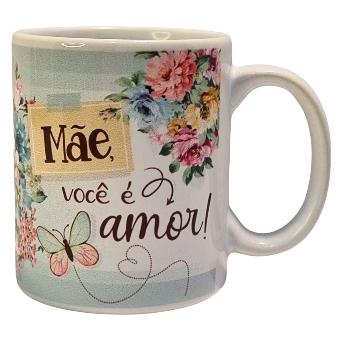 CANECA CERAMICA MAE VOCE E CARINHO...BORBOLETA