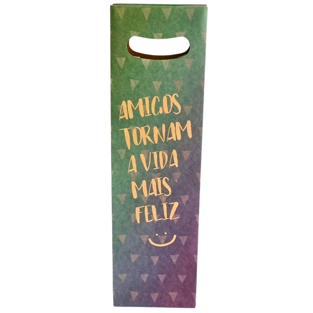 SACOLA BOCATTI P/ 1 VINHO (12x8x42cm) AMIGOS TORNAM...