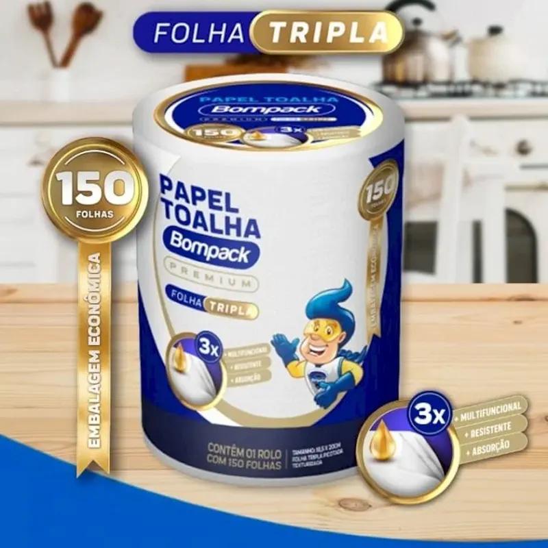 PAPEL TOALHA BOMPACK FOLHA TRIPLA