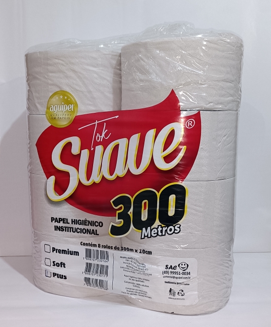 PAPEL HIGIENICO ROLAO 8X300 MT BRANCO PLUMI