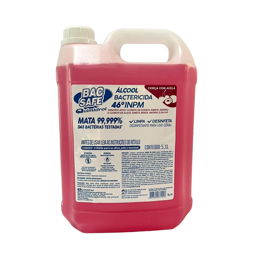 ALCOOL 46 BAC SAFE : CEREJA COM AVELA GL 5,1LT QUIMIDROL