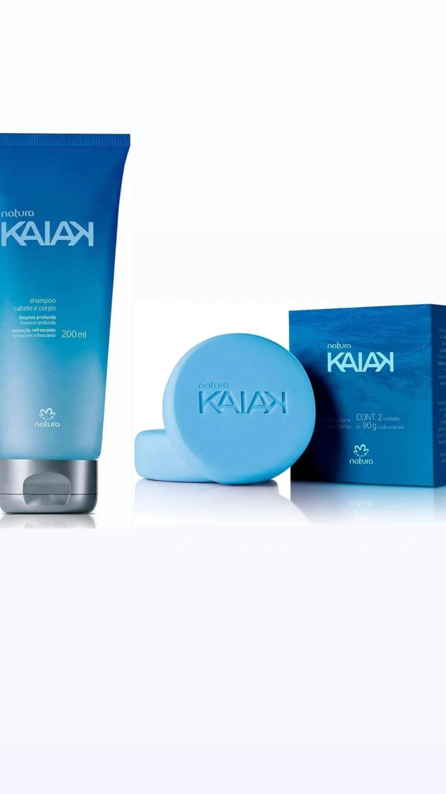 Kit Natura Kaiak Masculino Sabonete 2 und 90g + Shampoo Cabelo e Corpo 200ml