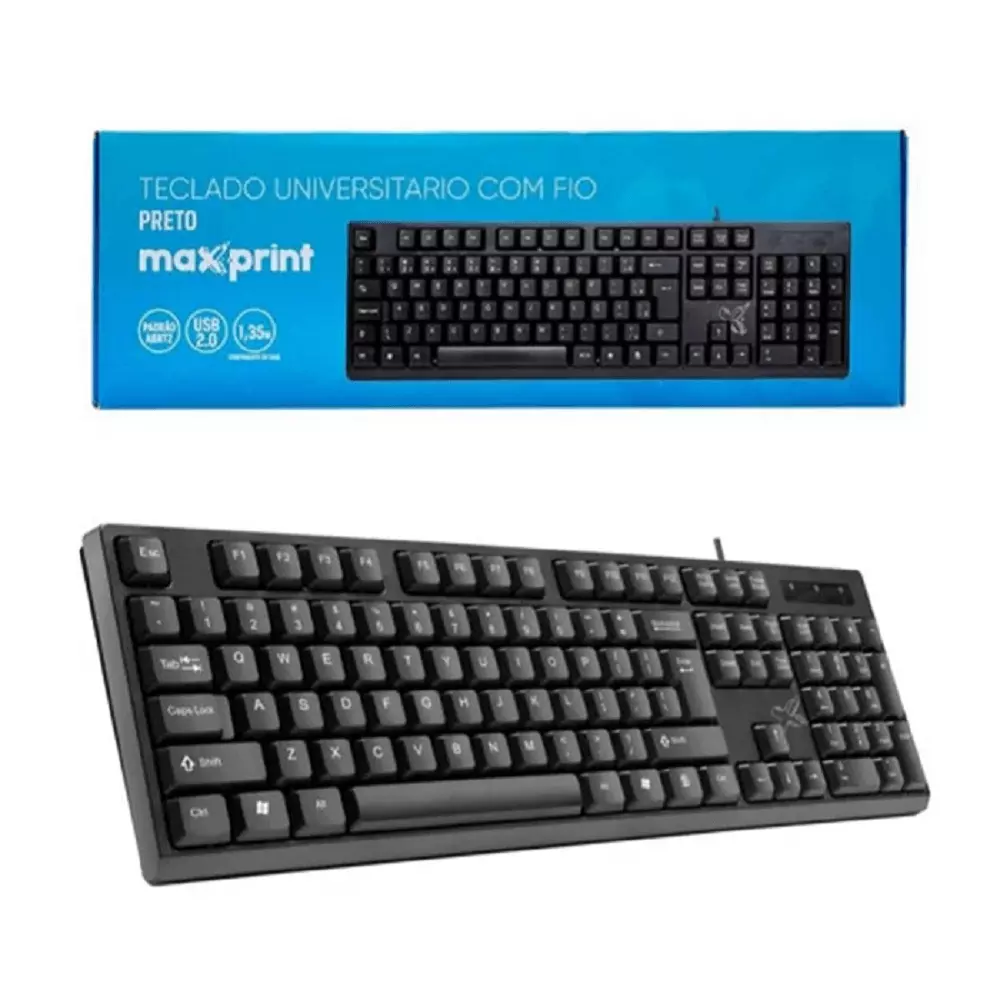 TECLADO MAXPRINT OFFICEEASY COM FIO USB2.0 PRETO