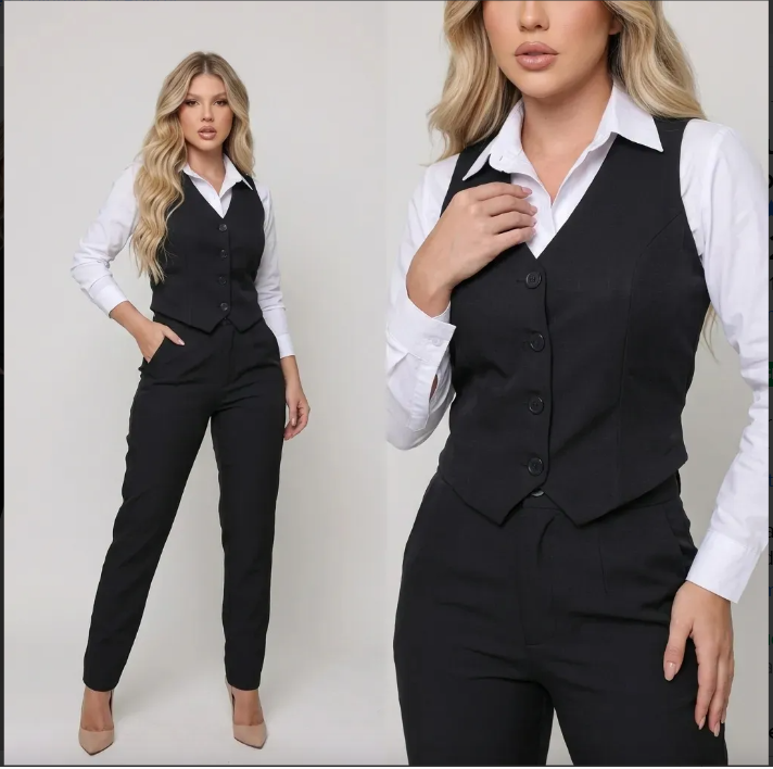 Conjunto Alfaiataria Social Uniforme Elegante Trabalho