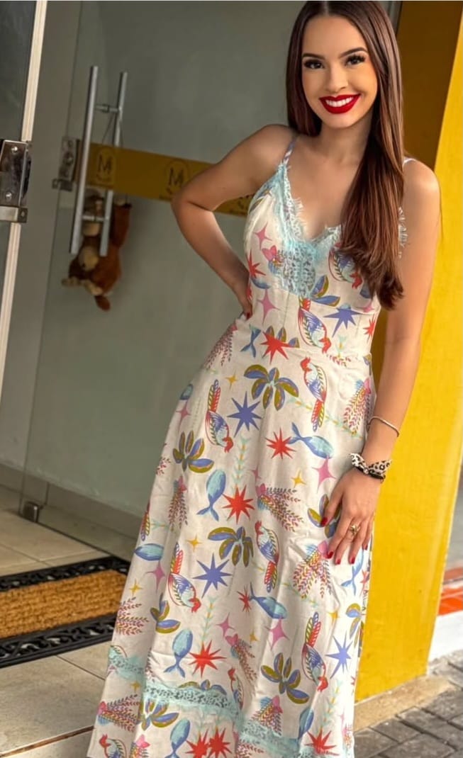VESTIDO LINHO CHANTILLY RENDA  38