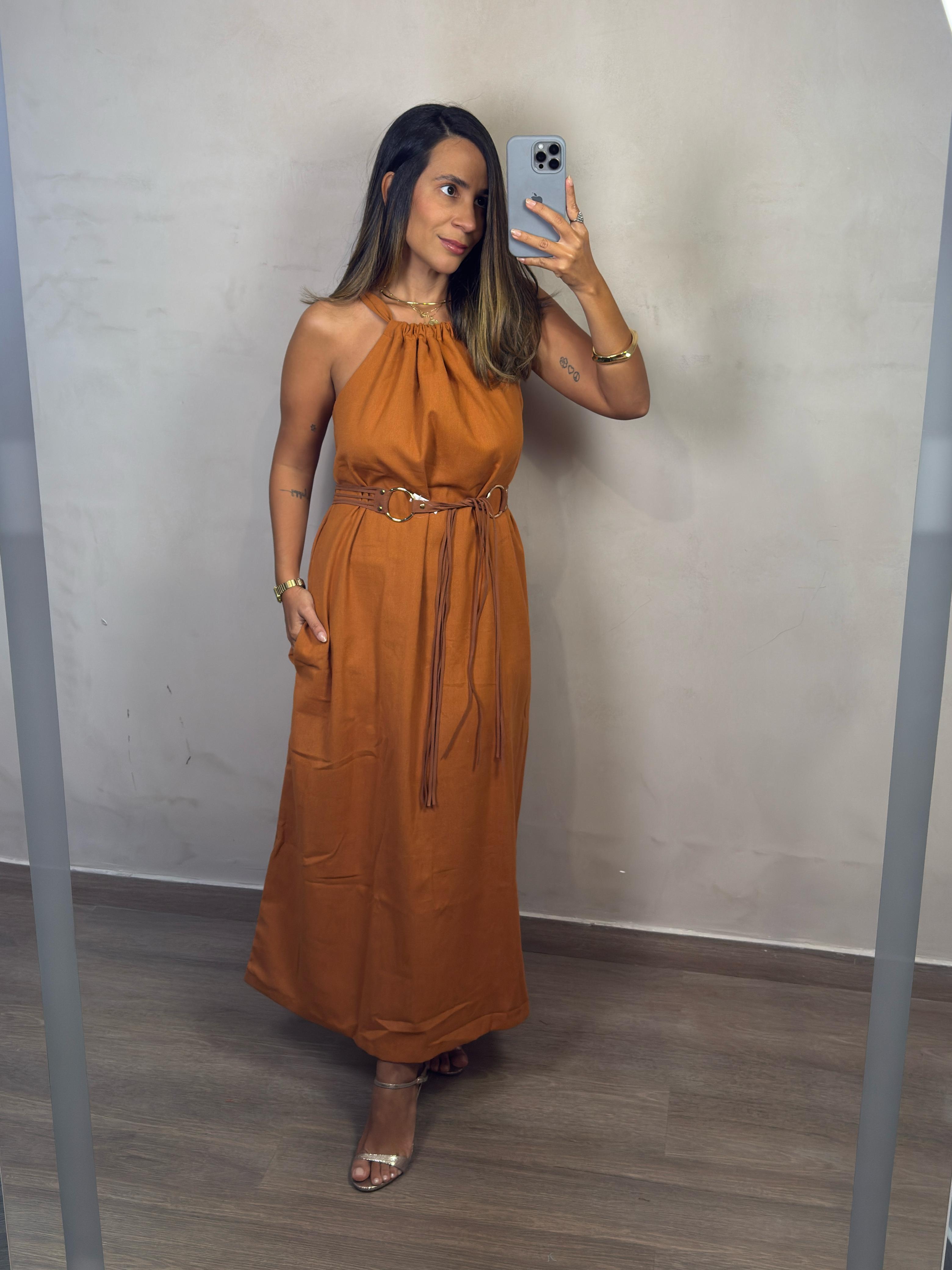 VESTIDO LINHO COM AMARRAÇÃO